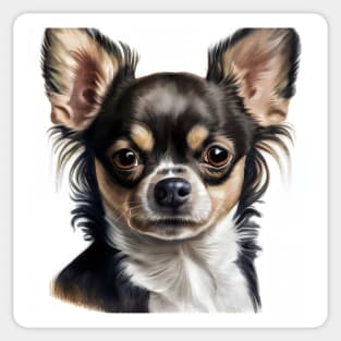 Black White and Tan Chihuahua Portrait Sticker